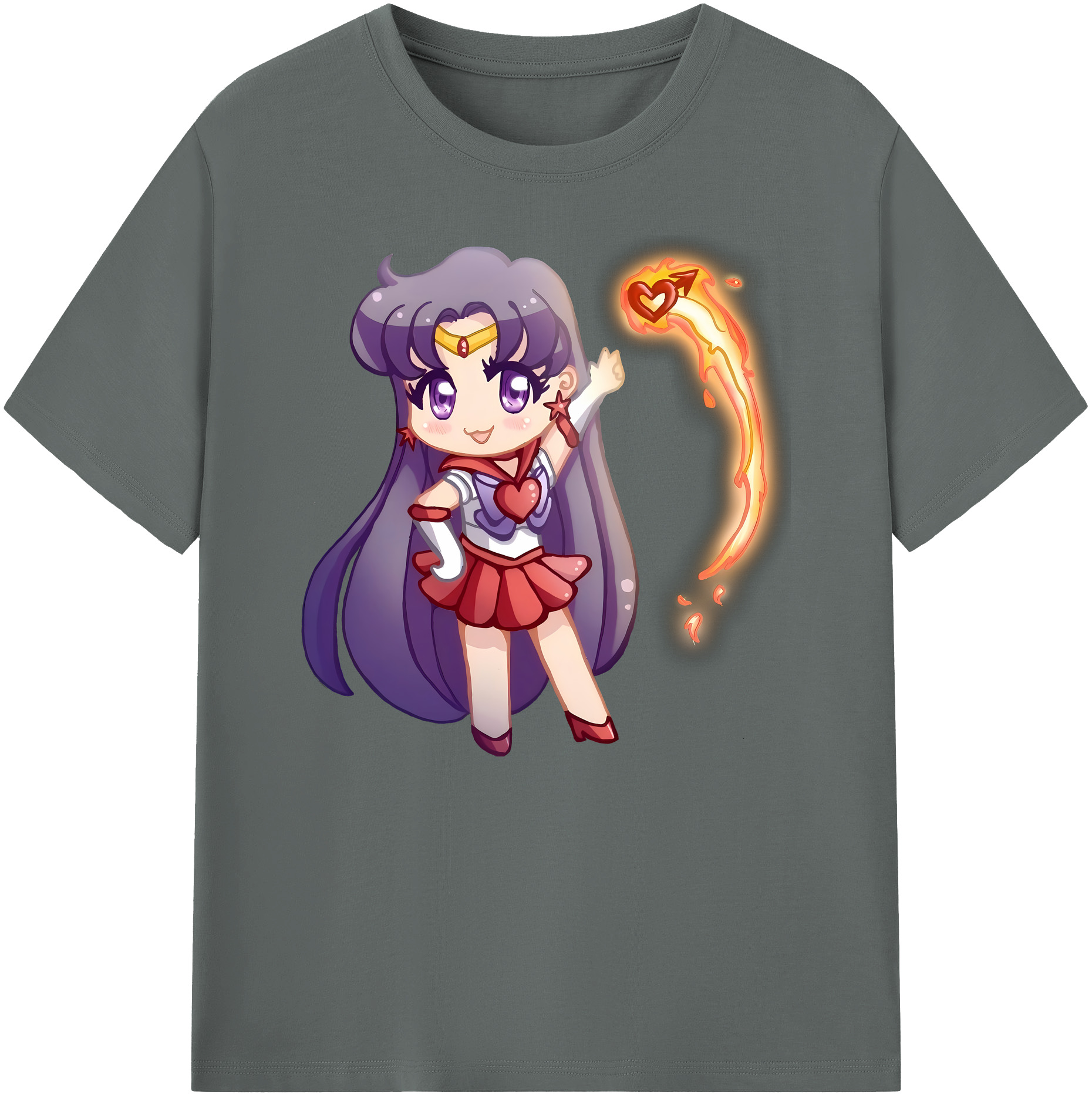 （画像用） 美少女戦士セーラームーン 火野レイ ひの レイ Sailor Moon Hino Rei （セーラーマーズ,Sailor Mars） 綿100％ メンズ半袖Tシャツ｜肌触りやわらか＆通気性